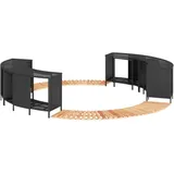 Whirlpool-Umrandung Schwarz Poly-Rattan und Massivholz Akazie - Poolzubehör modernem Design 85541678