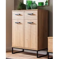 MCA Furniture Schuhschrank , Schwarz, Eichefarben , Holzwerkstoff ,