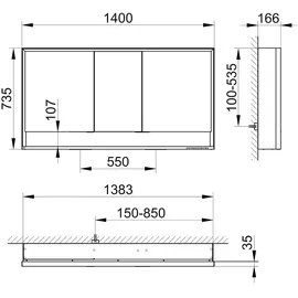 Keuco Royal Lumos 140 cm silber eloxiert offenes Fach