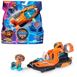 Spin Master PAW Patrol: Der Mighty Kinofilm, Superhelden-Basis-Fahrzeug von Zuma mit Welpenfigur, Speedboot mit Licht- und Geräuscheffekten, Spielzeug geeignet für Kinder ab 3 Jahren,