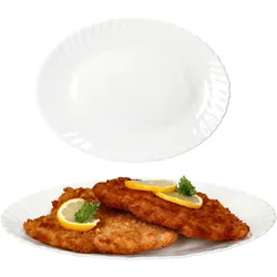 2x Servierplatte Arkona oval LxB 30x23cm Opalglas weiß Buffet-Teller Vorspeisen