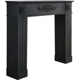 Kaminkonsole BLACK schwarz antik aus Holz Kaminumrandung im Landhausstil