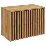 Lomadox Waschbeckenunterschrank 80 cm für Aufsatzwaschbecken LUCCA-107 in Eiche Nb. mit Lamellenfronten, B/H/T: ca. 80,4/62,5/45,5 cm