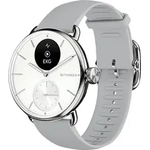 Withings ScanWatch 2 38 mm perlweiß/silber, Sport Flourelastomer-Armband grau/silber