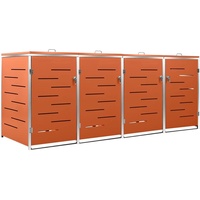 KOIECETA Mülltonnenbox für 4 Tonnen Rostfrei Abschließbar Müllbox Mülltonne Mülltonnenverkleidung Müllcontainer Gartenbox Edelstahl (276,5x77,5x115,5cm) Orange