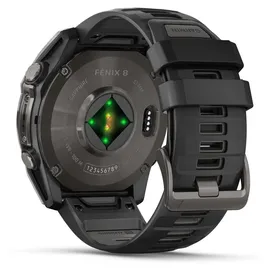 Garmin fenix 8 AMOLED 51 mm sapphire, schwarz / carbongrau DLC Titan mit QuickFit Silikon-Armband 26 mm