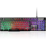 Rii Gaming Tastatur PC, RGB Tastatur kabelgebunden, Regenbogen Beleuchtete Tastatur LED, Gaming Keyboard ideal für Gamer|Büro(Deutsches Layout)