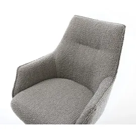 DeLife Polsterstuhl Alja-Flex, mit Armlehnen Kreuzgestell breit Edelstahl Bouclé Silbergrau 360° dreh grau|silberfarben 61 cm x 90 cm x 65 cm