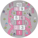 Paco Home Teppich Kinderzimmer Kinderteppich Spielteppich Straßen Design Mit Hüpfkästchenspiel 200 cm Quadrat