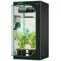 VIVOSUN Growzelt 90x90x180cm Grow Tent aus hochreflektierendes Mylar mit Sichtfenster und Bodenwanne für Hydroponik und Indoor-Anbau S336 Grow Zelt passend für VS2000/VS3000