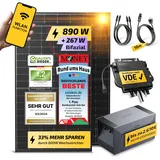 Solakon® 890W Balkonkraftwerk mit Speicher - Balkonkraftwerk 800W komplett Steckdose - neuester 800 Watt Wechselrichter - Anker Solix Solarbank E1600 mit 1,6 kWh - 445W bifaziale Solarmodule