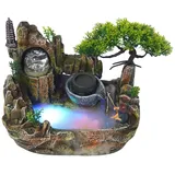 Zimmerbrunnen Tisch Brunnen Wasserfall Springbrunnen Steingarten Zerstäuber Dekoration luftbefeuchter GeschenkRaumdekoration mit Farbwechsel LED Beleuchtung