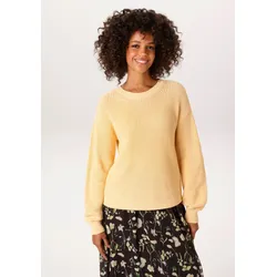 Strickpullover ANISTON CASUAL, Damen, Gr. 46, gelb, Strick, Obermaterial: 100% Baumwolle, unifarben, oversize hüftlang, Rundhals, Rippstrickbündchen, Pullover Strickpullover, in trendiger Farbpalette - NEUE KOLLEKTION