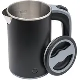304 Edelstahl Elektrischer Wasserkocher Kleiner Teekessel, 0.8L Mini-Teekessel 600W Reise-Wasserkocher für Büro Haus Schwarz