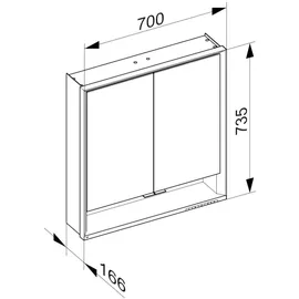 Keuco Royal Lumos 70 cm offenes Fach silber eloxiert speziell für die Schweiz