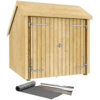 Plus Fahrradunterstand unbehandelt mit Doppeltür - Dachpappe - Aluleiste