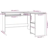 vidaXL Eckschreibtisch in L-Form Hochglanz-Weiß 120x140x75 cm