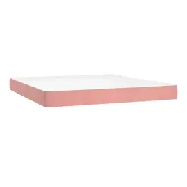 vidaXL Boxspringbett mit Matratze & LED Rosa 160x200 cm Samt