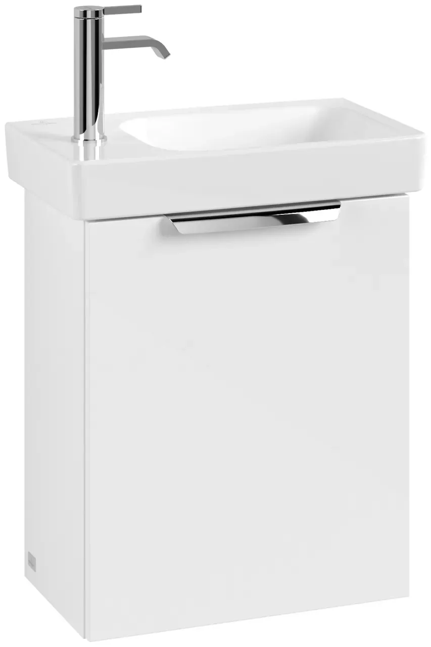 Villeroy & Boch Set LineUp 450mm mit Spiegel Anschlag links Glossy White S00800DHR1