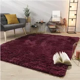 TT Home Teppich Wohnzimmer Hochflor Langflor Weich Soft Modernes Einfarbiges Design, Farbe:Violett, Größe:160x220 cm