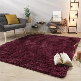 TT Home Teppich Wohnzimmer Hochflor Langflor Weich Soft Modernes Einfarbiges Design, Farbe:Violett, Größe:160x220 cm
