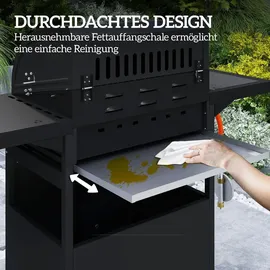 Outsunny Gasgrill Grillwagen 118,5 x 56 x 110 cm Schwarz