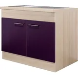 Flex-Well Exclusiv Spülenunterschrank Focus 100 cm Akazie-Aubergine-Akazie