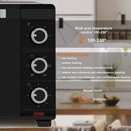 Woltu Mini Backofen 32 L, 1600 W, Schwarz
