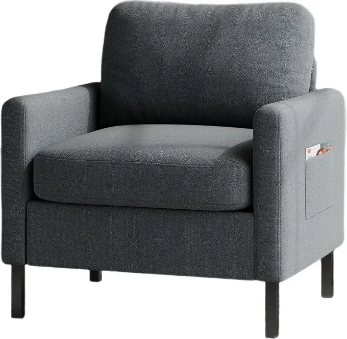 GRAVFORCE Ohrensessel, kleiner, bequemer und moderner Holz-Loungesessel, TV-Sessel für Wohnzimmer und Schlafzimmer, Belastbarkeit bis 136 kg, Stoff, Dunkelgrau