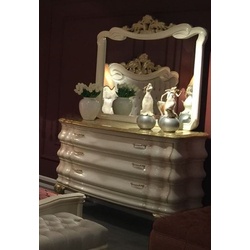 Casa Padrino Luxus Barock Schlafzimmer Kommode mit Spiegel Weiß / Gold - Barock Schlafzimmer Möbel