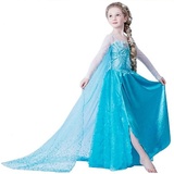 ELSA & ANNA Prinzessin Kleid Mädchen – Eiskönigin – Prinzessinnenkostüm – Mädchen Kleid für Partys, Geburtstage, Fasching, Karneval und Halloween – Prinzessin Kostüm 202 – 7-8 Jahre