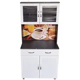 HTI-Line Küchenbuffet Blanca Küchenschrank Hochschrank Bistro Grau Weiß für Küche und Esszimmer 80 x 170 x 48 cm (BxHxT)