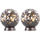 Nino Leuchten Solarleuchte Solarlampen für Außen Balkon Deko Gartendeko Metall Outdoor, Schmetterling Blumen Design, schwarz, led, DxH 20 x 22,5 cm, 2er Set