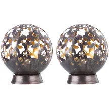 Nino Leuchten Solarleuchte Solarlampen für Außen Balkon Deko Gartendeko Metall Outdoor, Schmetterling Blumen Design, schwarz, led, DxH 20 x 22,5 cm, 2er Set