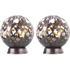 Nino Leuchten Solarleuchte Solarlampen für Außen Balkon Deko Gartendeko Metall Outdoor, Schmetterling Blumen Design, schwarz, led, DxH 20 x 22,5 cm, 2er Set