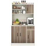 COSTWAY Küchenbuffet mit Arbeitsplatte, Vorratschrank, Küchenschrank, 180cm weiß