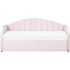 Beliani Ausziehbett Eyburie 90 x 200 cm pastellrosa