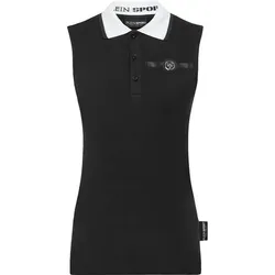 PLEIN SPORT Damen Polo BASIC, Schwarz, L