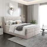 Bett Boxspringbett LUMORA mit Bonell-Matratze mit Schublade, Kinderbett H3 - 180x200 cm - Beige - Itaka 46