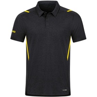 Jako Herren Poloshirt Challenge, Kurzarm, schwarz meliert/Citro, XL