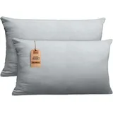 NatureMark 2er Set Jersey Kissenbezüge – Elastisch, weich, atmungsaktiv und hautfreundlich – Waschbare Kissenhülle - 40x80 – Silber Grau