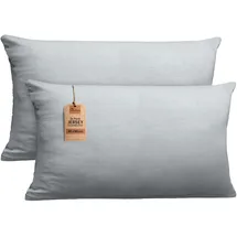 NatureMark 2er Set Jersey Kissenbezüge – Elastisch, weich, atmungsaktiv und hautfreundlich – Waschbare Kissenhülle - 40x80 – Silber Grau