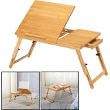 Decopatent Laptoptisch für das Bett aus Bambus - Höhenverstellbar, kippbar & klappbar - für Laptop, Buch, Tablett, Frühstück