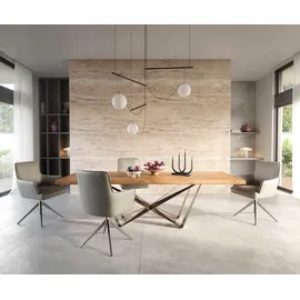 DeLife Heira-Flex mit Armlehnen Kreuzgestell breit Edelstahl 360° drehbar Taschenfederkern,