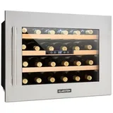 Klarstein Einbau-Weinkühlschrank, 1 Zonen Getränkekühlschrank Klein, Kleiner Weinschrank 57L, Wein-Kühlschrank Klein mit Glastür, Indoor/Outdoor Flaschenkühlschrank, Wine Fridge 24 Flaschen - Silber