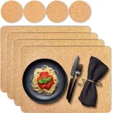 Tuuters Kork Platzset 4 Stück Klassik 6X Glasuntersetzer Tischset 40x30cm