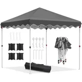 Pavillon 3x3m Wasserdicht Stabil Winterfest, Faltpavillon mit 4 Sandsack, Pop Up Partyzelt inkl. Tasche, UV Schutz 50+, Faltbare Gartenpavillon, Metall-Verstrebungen Gartenzelt Faltpavillon, Grau