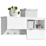 SoBuy FHK24-W Wandgarderobe Flurgarderobe Kleiderhaken Hängeregal mit 2 Klappen und 5 Haken Wandregal Garderobe weiß BHT ca.: 78x30x20cm