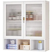 Yorbay Badezimmerschrank Hängend mit 2 Milchglastüren und Offenem Fach,