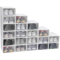 Futchoy 20er Schuhboxen Aufbewahrungsschublade Schuhbox Stapelbar Kunststoff Transparente Weiß-33 * 23 * 14 cm
